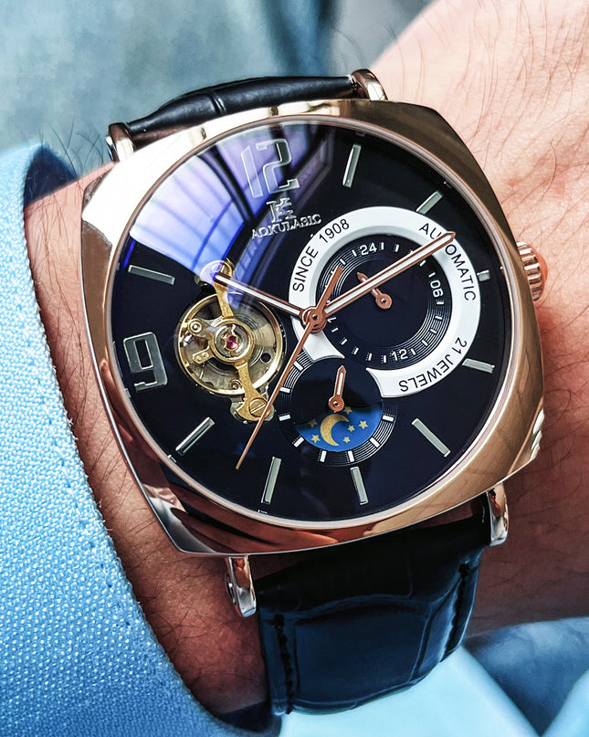 Mens Square Fully Automatic Mechanical Watch Casual Mens Wristwatch