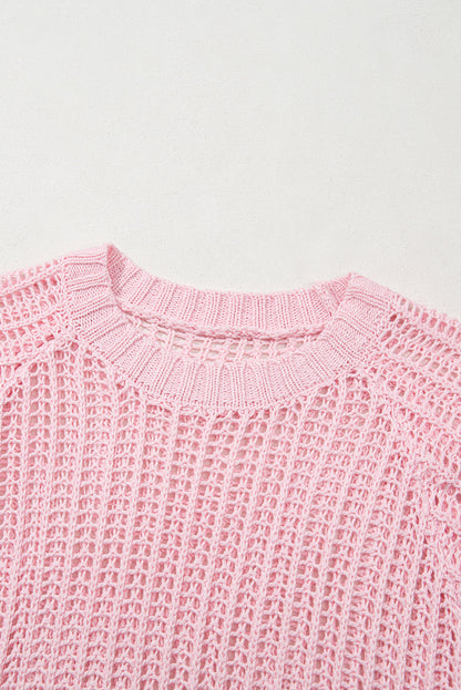 Hollow-out Crochet Tie Side Short Sleeve Sweater
