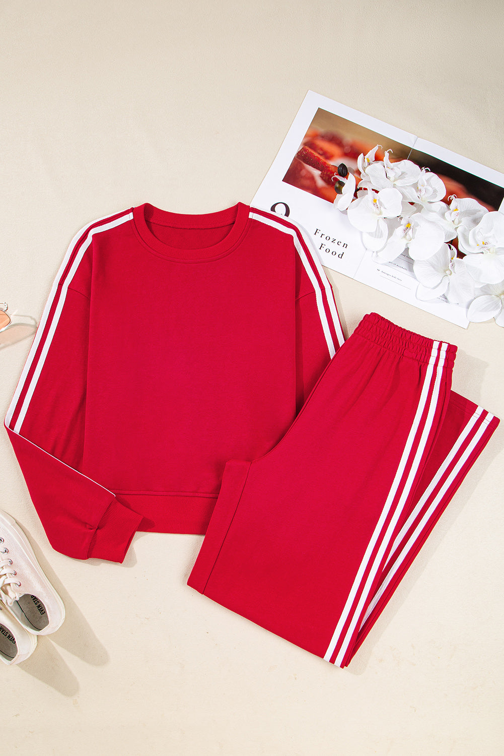 Varsity Stripe Crewneck Pullover &amp; Sweatpants Set