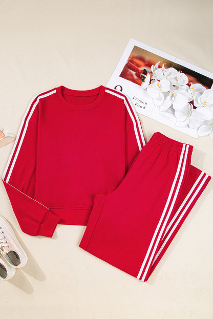Varsity Stripe Crewneck Pullover &amp; Sweatpants Set