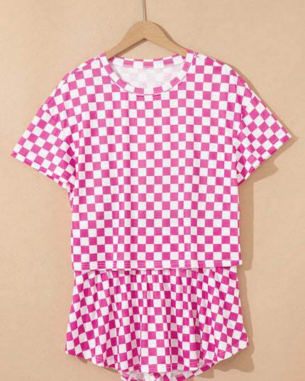 Checker T-Shirt & High Waist Skort Set