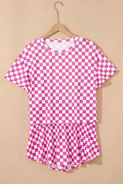 Checker T-Shirt &amp; High Waist Skort Set