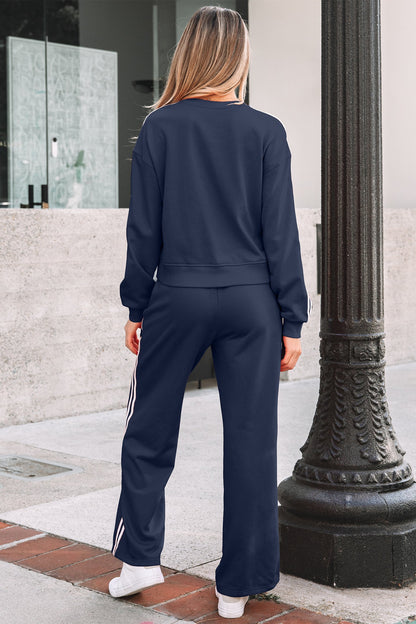 Varsity Stripe Crewneck Pullover &amp; Sweatpants Set