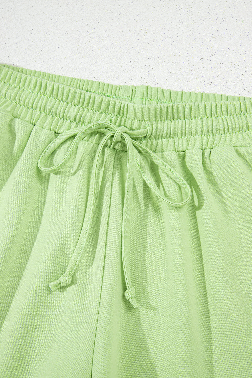 Solid Loose V-Neck Tee &amp; Drawstring Shorts Set