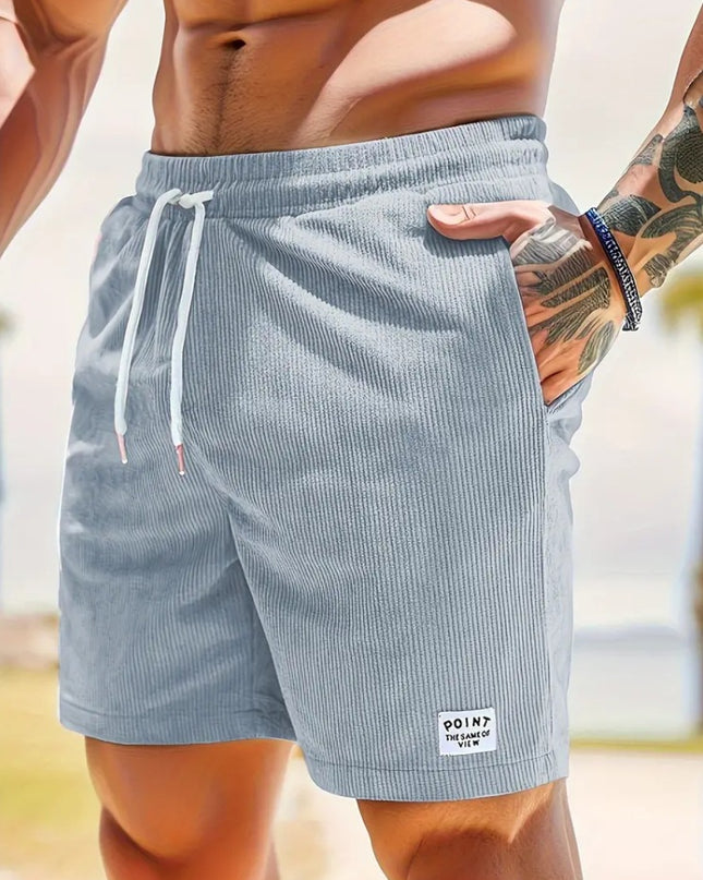 Lace-up Drawstring Shorts Summer Corduroy Sports Short Pants Mens Clothing