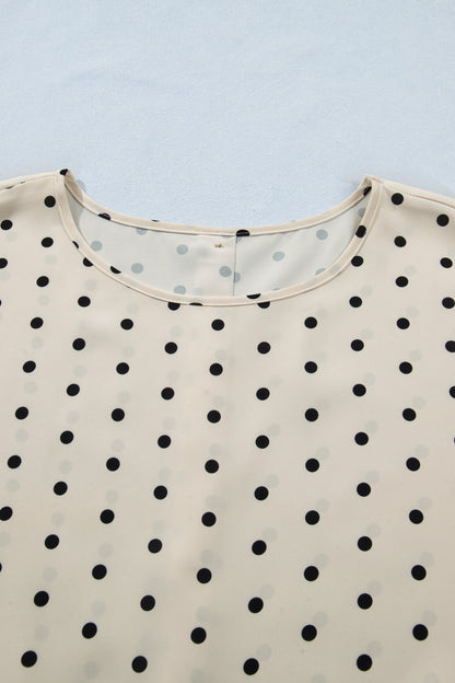 Plus Size Polka Dot Button Back Babydoll Blouse