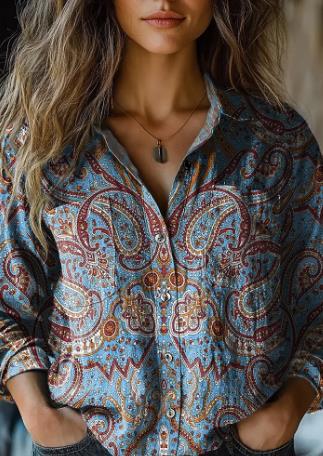 Women's Wear All-matching Printed Casual Lapel Shirt