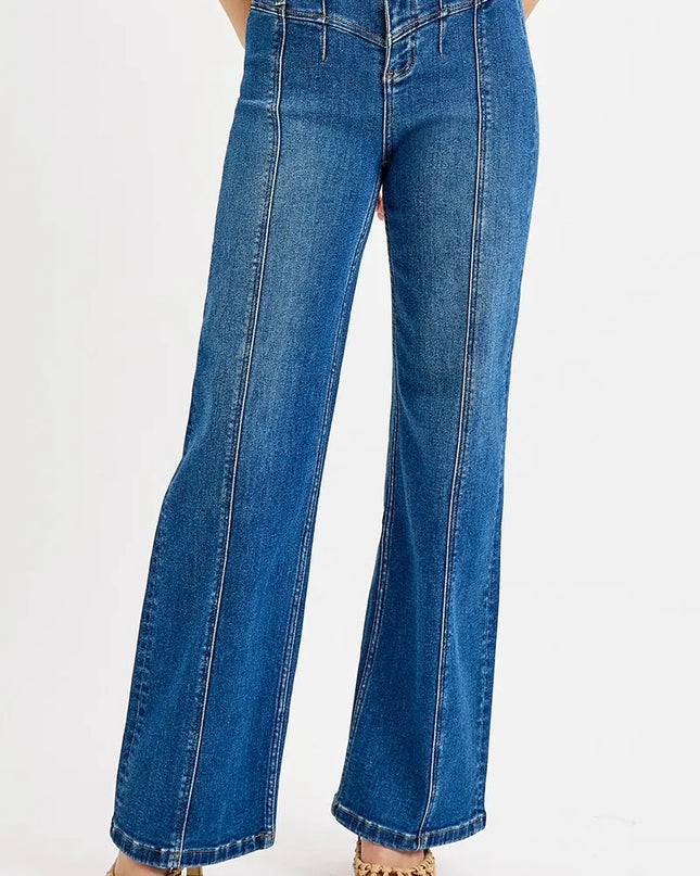 RISEN Seam Detail Wide Leg Jeans