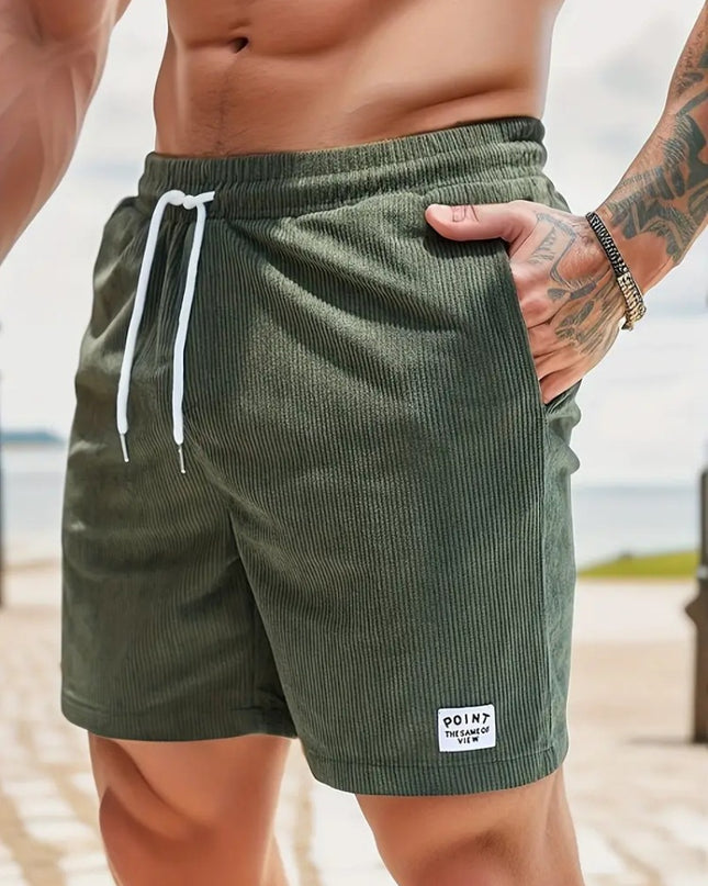Lace-up Drawstring Shorts Summer Corduroy Sports Short Pants Mens Clothing