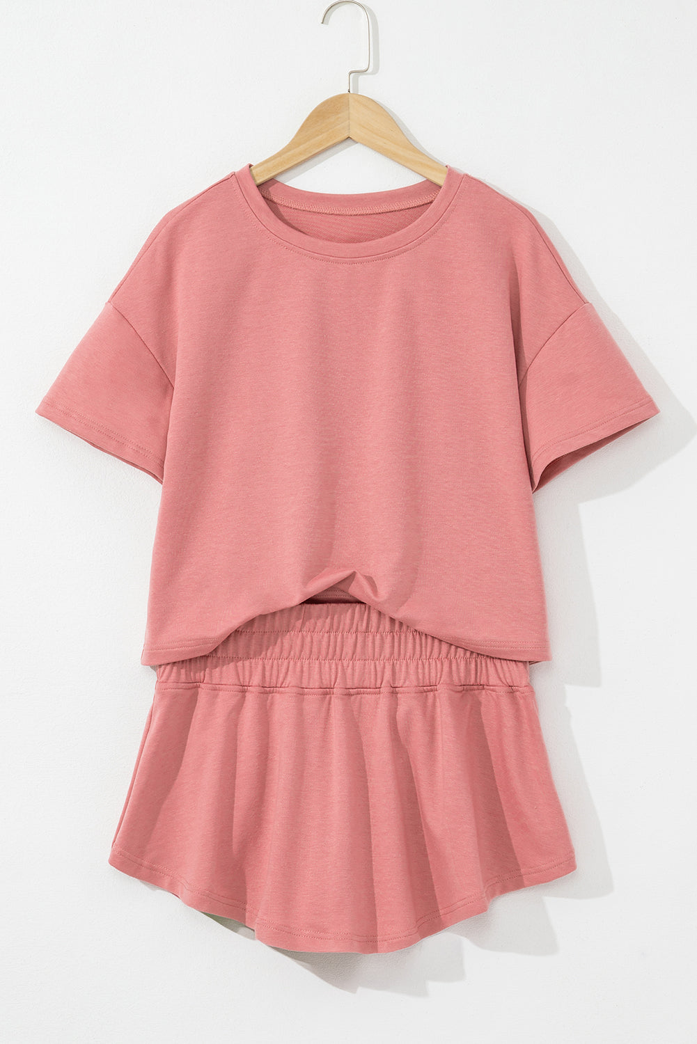 Solid Cropped Tee &amp; Ruffle High Waist Skort Set