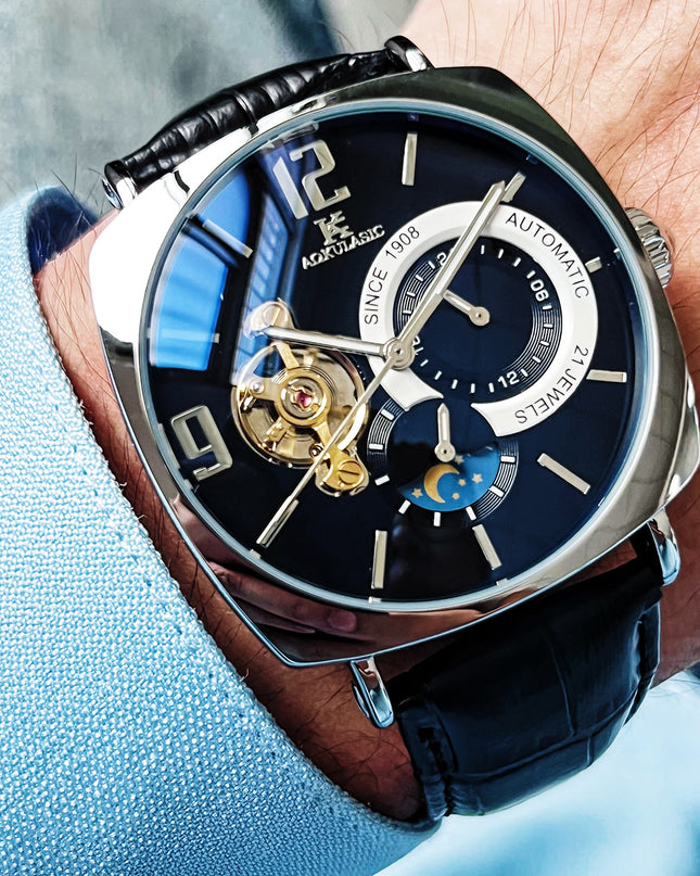 Mens Square Fully Automatic Mechanical Watch Casual Mens Wristwatch