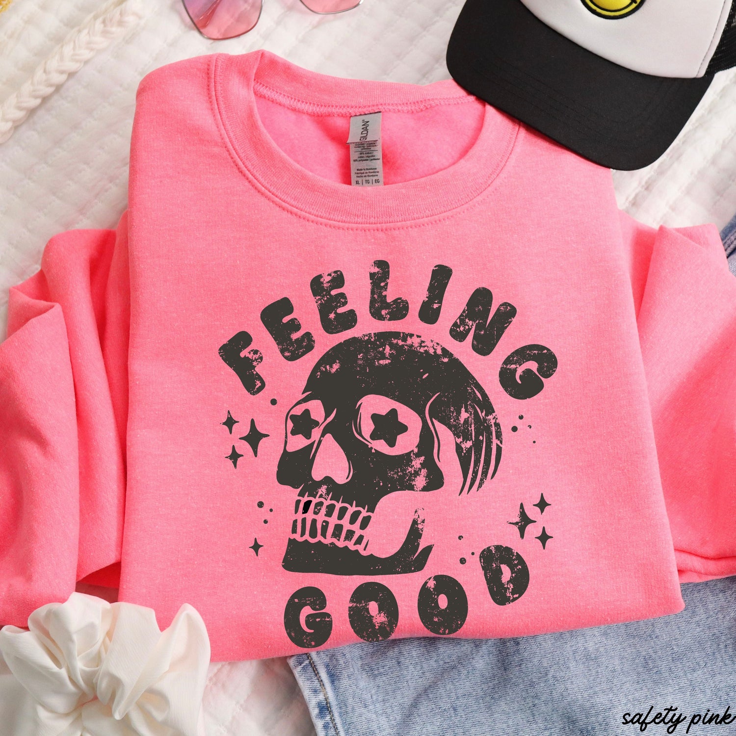 Feeling Good Skull Sweatshirt 7 Colors S-3X
