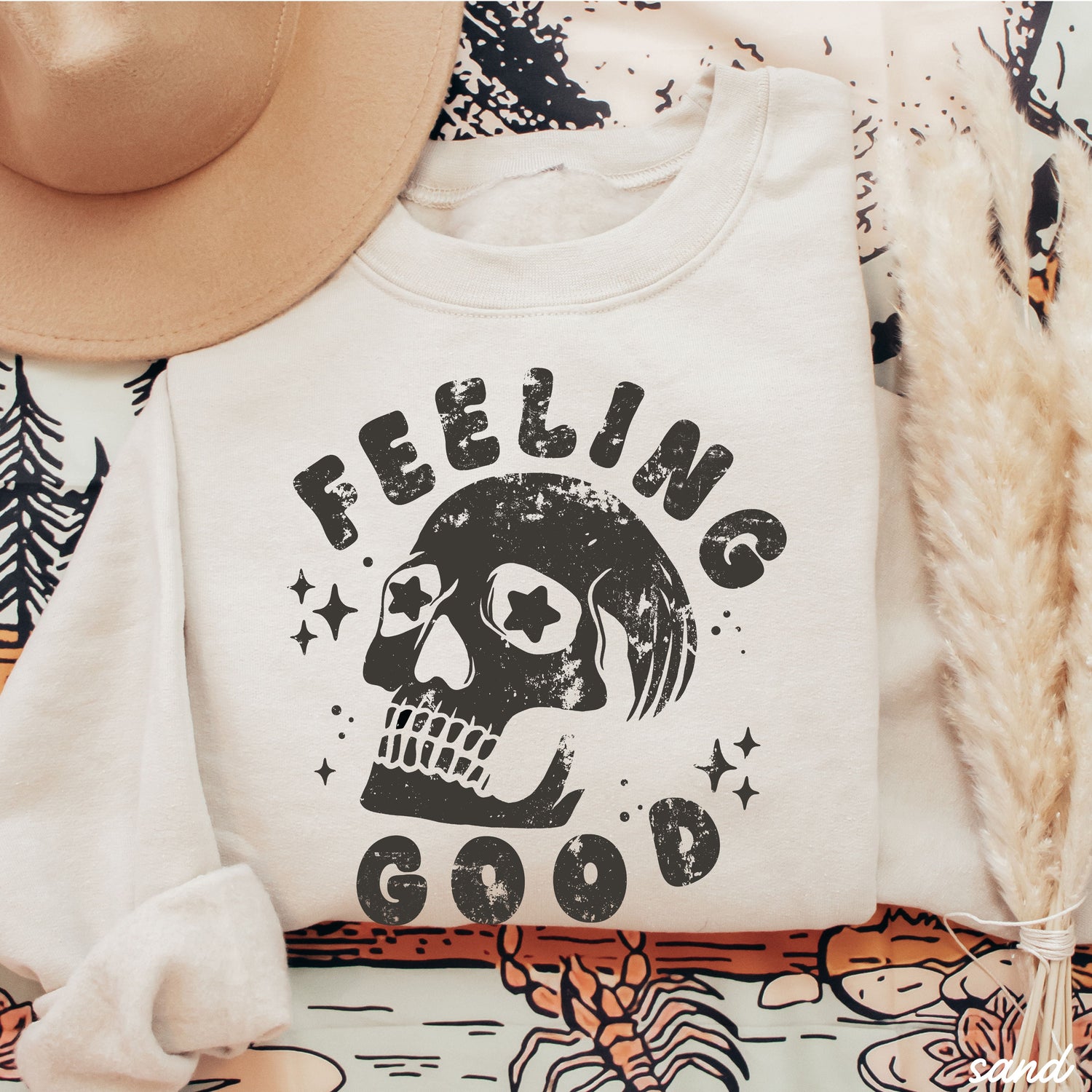 Feeling Good Skull Sweatshirt 7 Colors S-3X