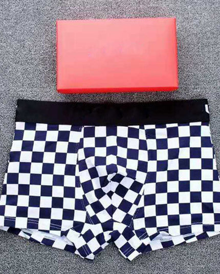 Checkered Men's Cotton Boxer Boxer Briefs