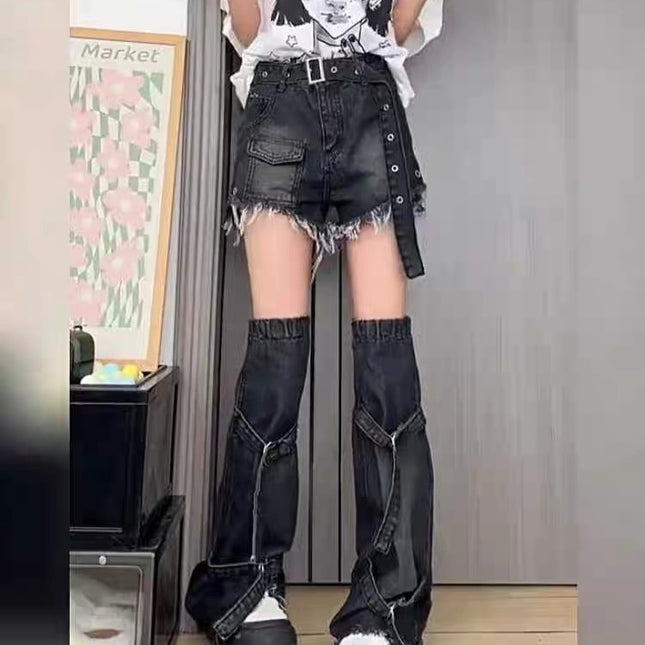 Black Working Wear Denim Shorts Suit Women