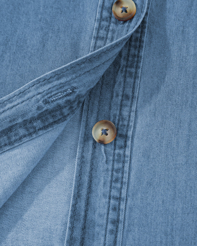 Denim Tab Sleeve Button Down Shirt