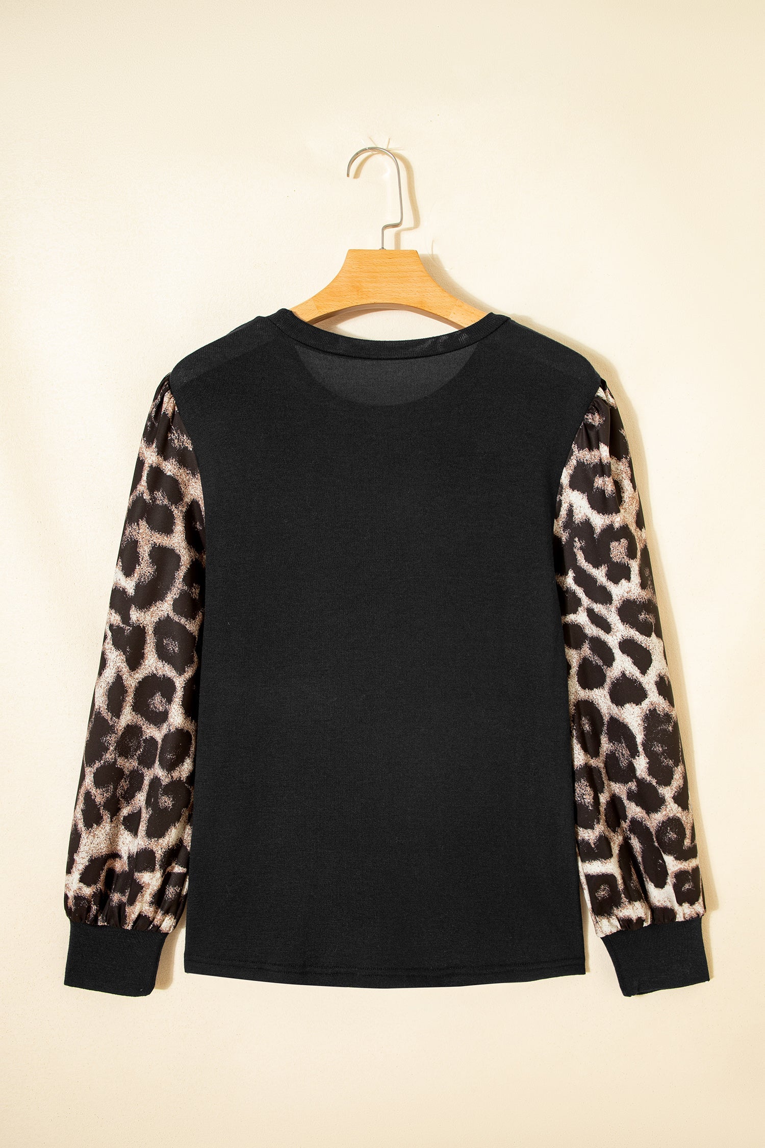 Leopard &amp; Floral Patchwork Puff Sleeve Top
