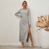 Long Sleeve Casual Long Dress With Split Buttons