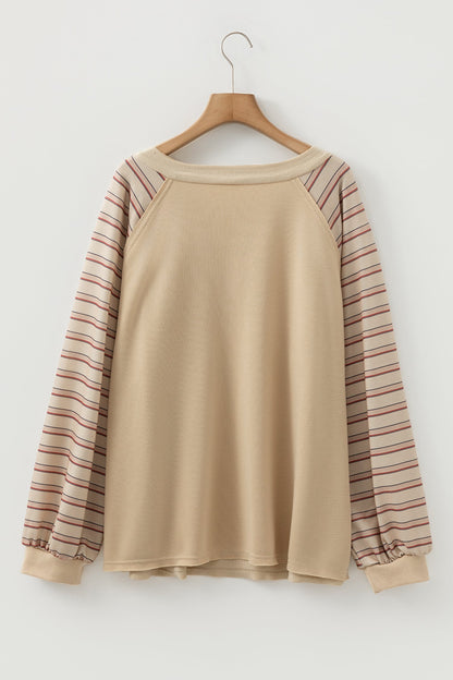 Plus Size Stripe Patchwork Raglan Sleeve Jumper