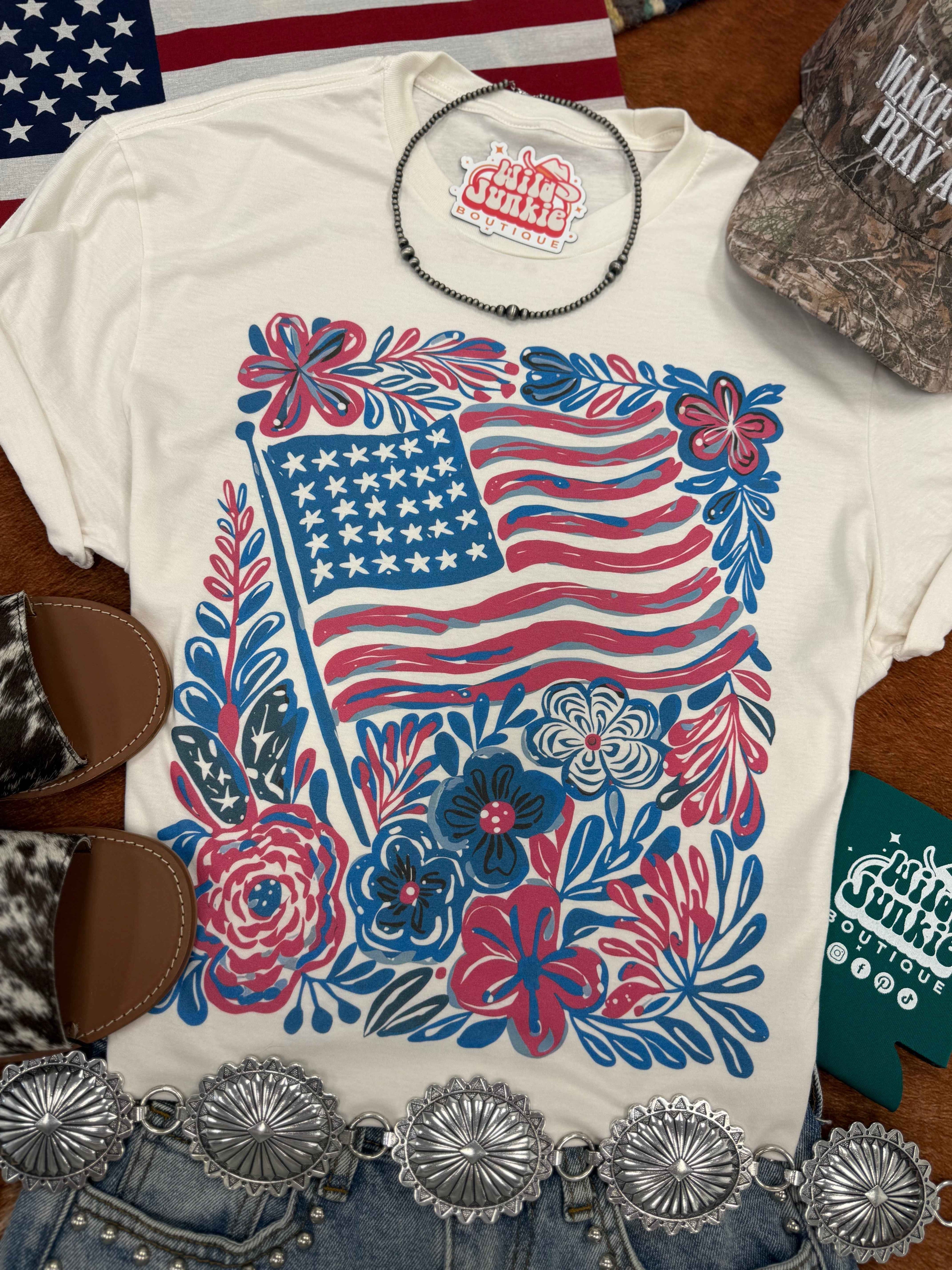 American Freedom Flowers Graphic Tee