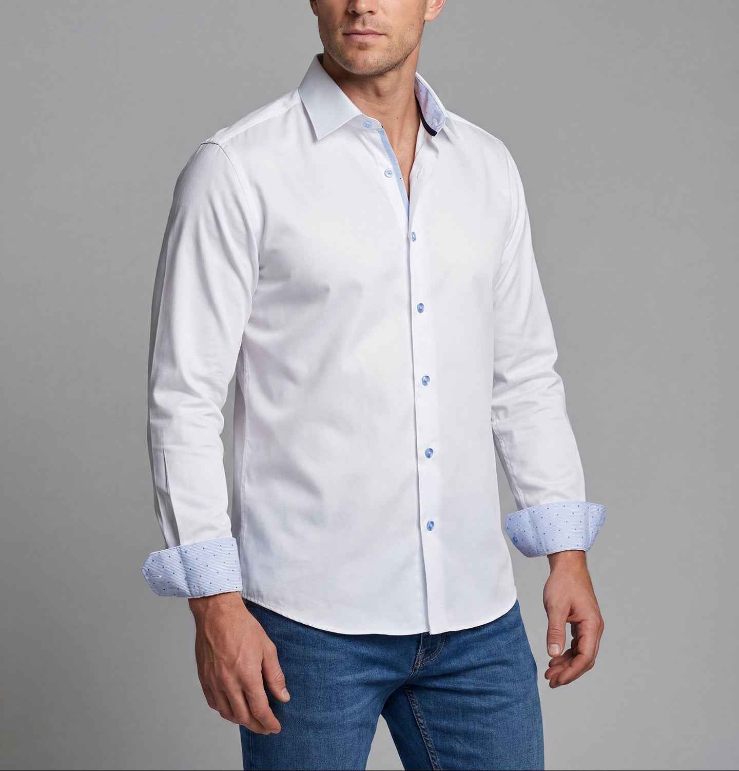 Gordon Button-Up Shirt With Contrast Details // White // Contemporary Fit (Regular)